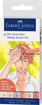 FABER-CASTELL Pitt Artist Pen Manga Kaoiro 167168 diverse Farben 6 Stück