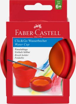 FABER-CASTELL Wasserbecher CLIC & GO 181517 rot, für Pinsel