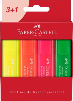 FABER-CASTELL Textmarker TL 46 Superfluor 254604 4 Farben