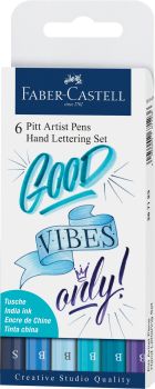 FABER-CASTELL PITT Art Pen Handlettering 267123 blau 6 Stück