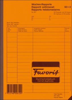 FAVORIT Wochen-Rapport D/F/I A5 507 weiss 50x2 Blatt