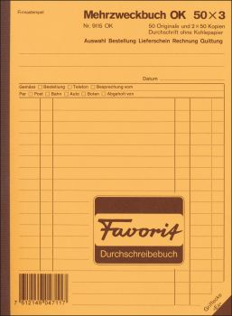 FAVORIT Mehrzweckbuch D A5 9115 OK blau/blau/weiss 50x3 Blatt