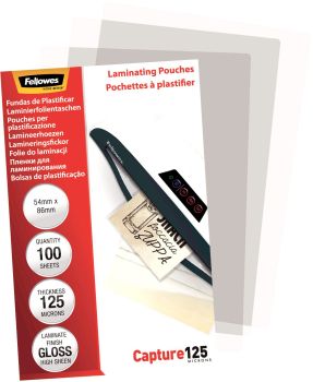 FELLOWES Laminiertasche 54x86mm 5306302 glanz, 125my 100 Stk