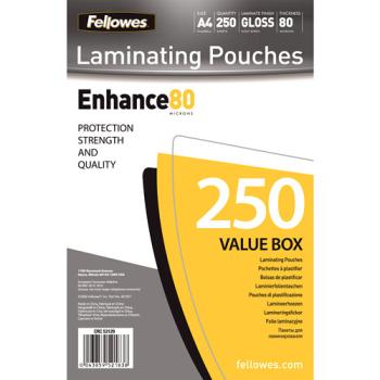 FELLOWES Laminiertasche A4 5312903 glanz, 80my 250 Stk