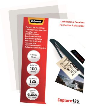 FELLOWES Laminiertasche 60x90mm 5397402 glanz, 125my 100 Stk