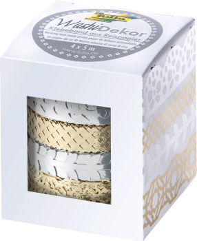 FOLIA Washi Tape Set 4 silver/gold 29402 15mmx5m, 4 Stück