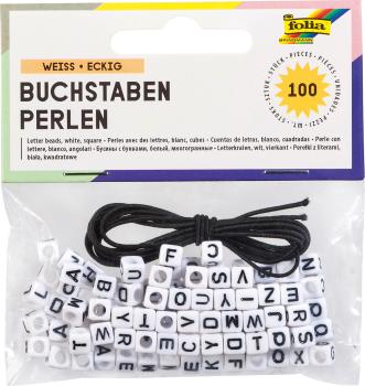 FOLIA Buchstaben-Perlen 33903 weiss 100 Stück