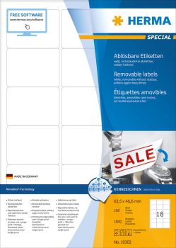 HERMA Etiketten SPECIAL 63.5x46.6mm 10302 weiss,non-perm. 1800St./100Bl.