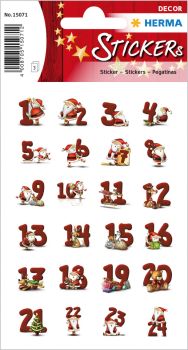 HERMA Sticker Adventskalender 15071 rot 72 Stück/3 Blatt