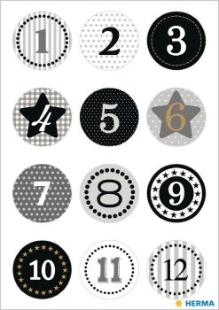 HERMA Sticker Adventskalender 15255 schwarz 24 Stück /2 Blatt