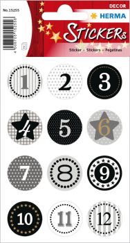 HERMA Sticker Adventskalender 15255 schwarz 24 Stück /2 Blatt