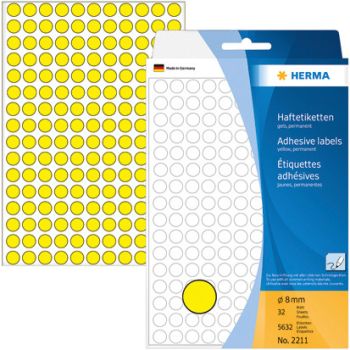 HERMA Etiketten rund 8mm 2211 gelb 5632 Stück