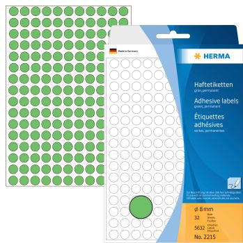 HERMA Haftetiketten rund 8mm 2215 grün 5632 Stück