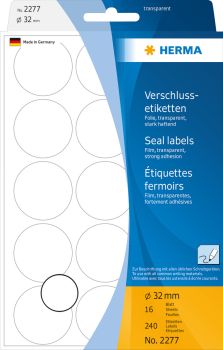 HERMA Verschlussetiketten 32mm 2277 transparent 240 St./16 Blatt