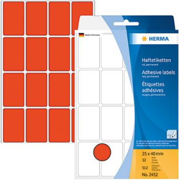 HERMA Etiketten 25×40mm 2452 rot 512 Stück