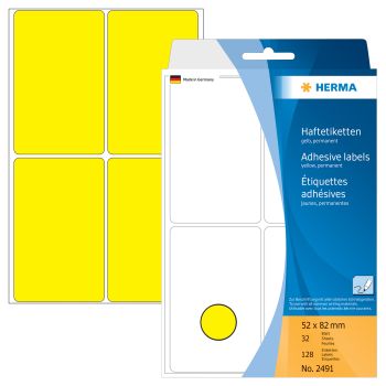 HERMA Etiketten 52×82mm 2491 gelb 128 Stück