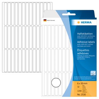 HERMA Etiketten 6×50mm 2530 weiss 1248 Stück