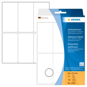 HERMA Etiketten 40×75mm 2590 weiss 192 Stück