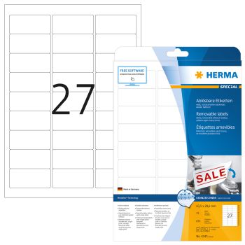 HERMA Etiketten Movables 63,5x29,6mm 4347 weiss,non-perm. 675 St./25 Bl.