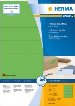 HERMA Etiketten SPECIAL 70x37mm 4409 grün,perm. 2400 St./100 Bl.