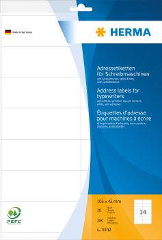 HERMA Adressetiketten 105×42mm 4442 weiss 280 Stück