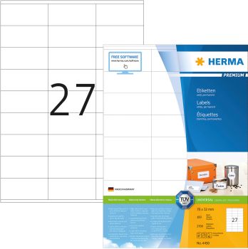 HERMA Universal-Etiketten 70x32mm 4450 weiss 2700 St./100 Blatt