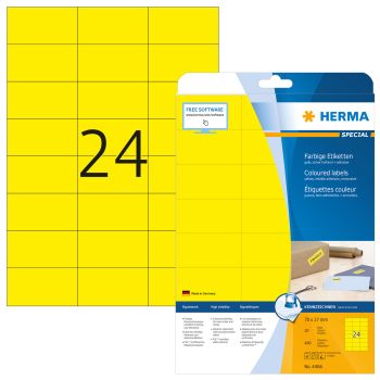 HERMA Universal-Etiketten 70x37mm 4466 gelb 480 St./20 Blatt