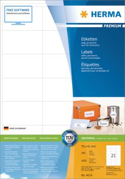 HERMA Etiketten Premium 70x41mm 4634 weiss 4200 Stück