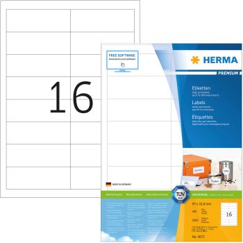 HERMA Etiketten Premium 96,5×33,8mm 4672 weiss 1600 Stück