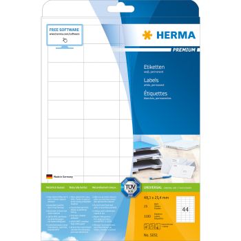 HERMA Etiketten Premium 48,3×25,4mm 5051 weiss 1100 Stück