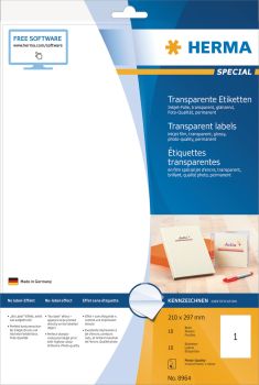 HERMA Folienetiketten 210x297mm 8964 transparent 10 St./10 Blatt