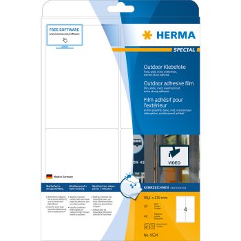 HERMA Outdoor Etiketten 99,1×139mm 9534 weiss 40 Stück