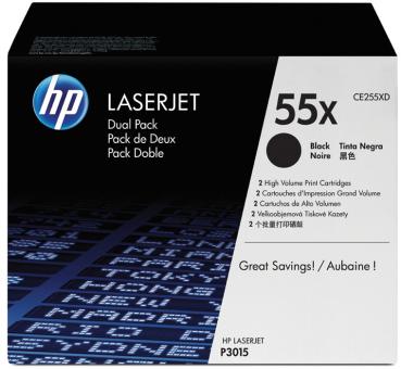 HP Toner-Modul 55X schwarz CE255XD LaserJet P3015 2 Stück