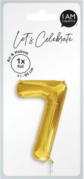 I AM CREATIVE Folienballon Zahl 7 85cm 1000-1052 gold