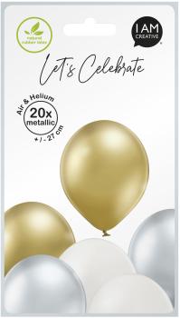 I AM CREATIVE Ballons Metallic Mix 27cm 1000-1058 creme, gold, silber 20 Stück