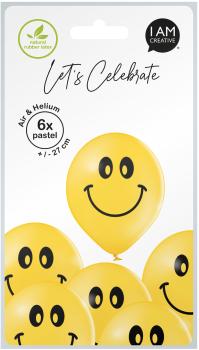 I AM CREATIVE Ballons Smileys 27cm 1000-1071 gelb 6 Stück