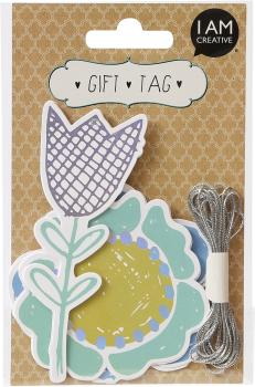 I AM CREATIVE Geschenkanhänger 4088.91 Gift Tag, Blumen, 9 Stück