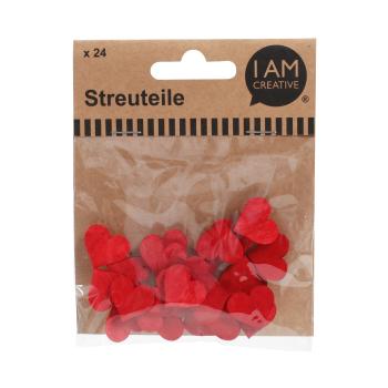 I AM CREATIVE Holzstreuteile Herz 4501.12 rot, 2cm, 24 Stück