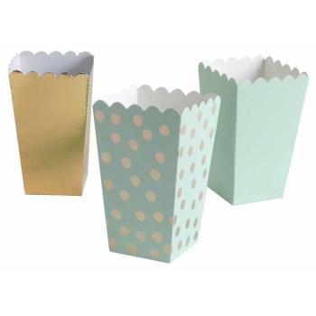 I AM CREATIVE Popcorn Box, mint, gold,10cm 6010.929 6 Stück