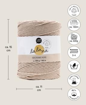 I AM CREATIVE Macrame Rope 6203.03 beigee 2mm, 500g