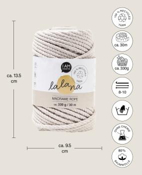 I AM CREATIVE Macrame Rope 6205.29 stone 5mm, 330g