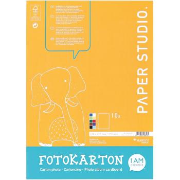 I AM CREATIVE Fotokarton-Block A4 82000.02 270g, 10 Farben 10 Blatt