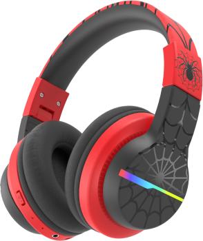 ICLEVER Headphones Kids BT LED C03-1702N-27 74/85/94 dB, 55h Black/Red