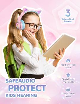 ICLEVER Headphones Kids Cat C04-2083N-05 74/85/94 dB, 45h pink