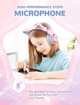 ICLEVER Headphones Kids Cat C04-2083N-05 74/85/94 dB, 45h pink