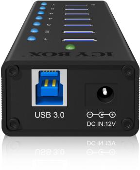 Icy box 7 port hub usb 3.0 ib-ac618 robust alluminium black - Icy-box-ib-ac618-4250078160182-02