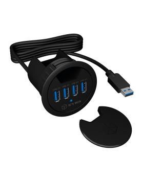 ICY BOX In-Desk USB Hub 60 mm black IB-HUB1403 4x USB 3.0 Typ A