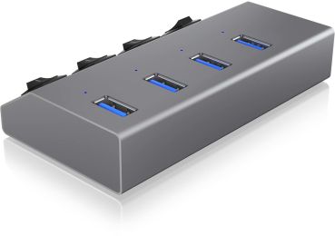 ICY BOX 4 Port Hub & Charger USB 3.0 IB-HUB1405 Aluminium