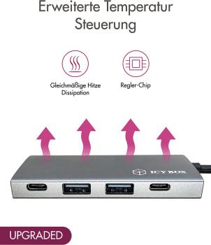 ICY BOX USB-C zu 2x USB-A & C Hub IB-HUB1428-C31 USB 3.1 G2, 13cm Kabel