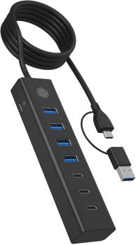 ICY BOX 7-Port USB 3.2 Gen 1 Hub IB-HUB1737-C3 3x USB-C & 4x USB-A